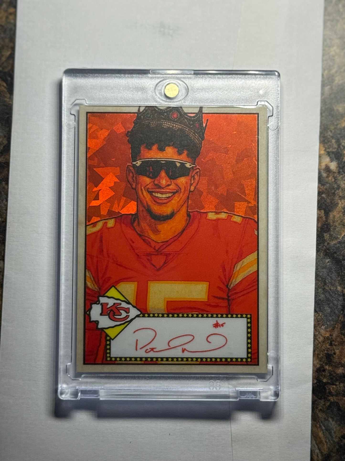 Artist Proof /25 Signed Patrick Mahomes Cracked Ice Artwork Trading Card