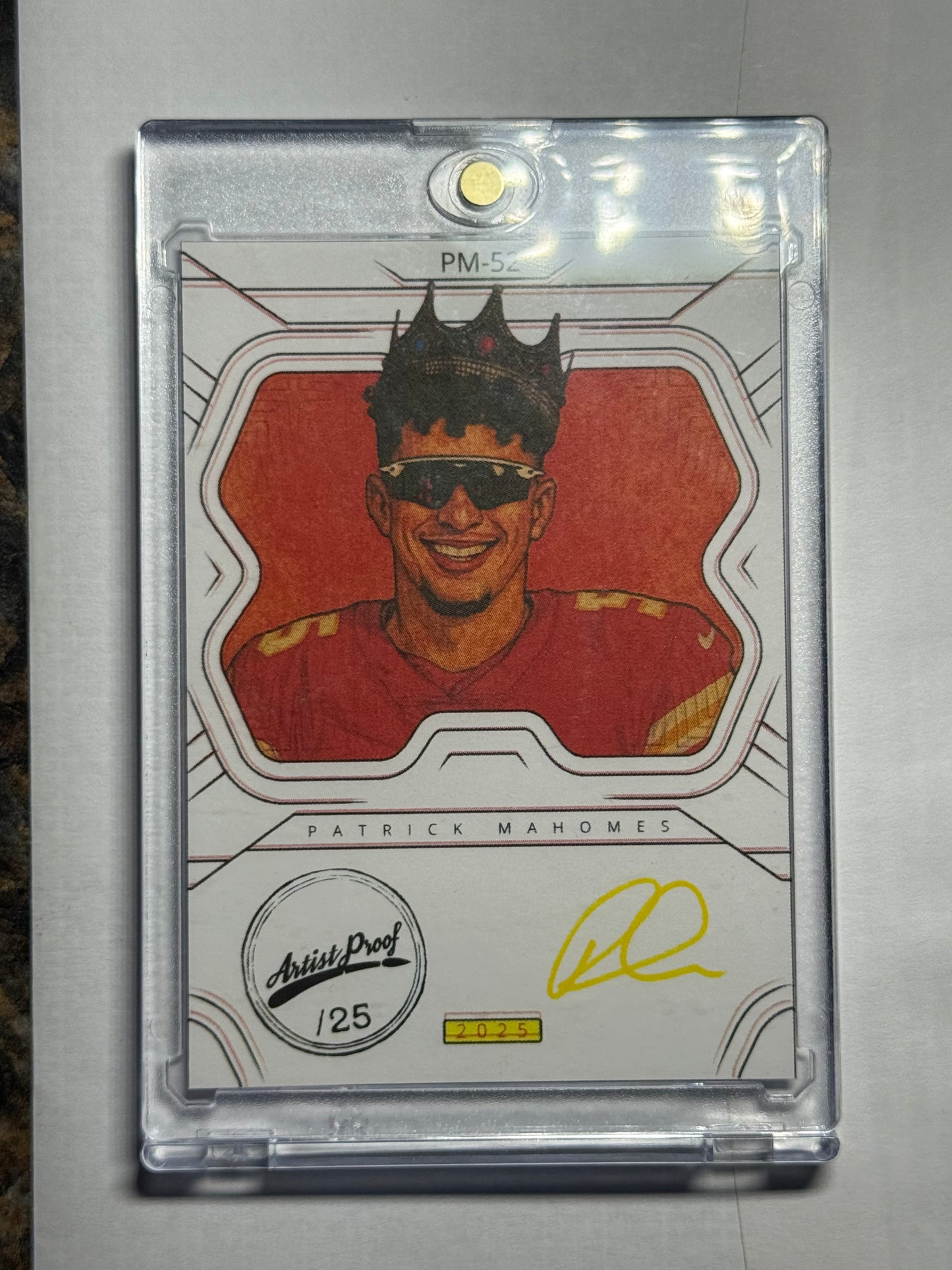 Artist Proof /25 Signed Patrick Mahomes Cracked Ice Artwork Trading Card