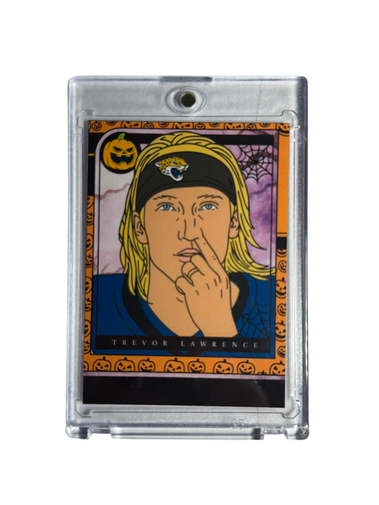 Score-A-Treat Trevor Lawrence Picking Nose Artwork Trading Card